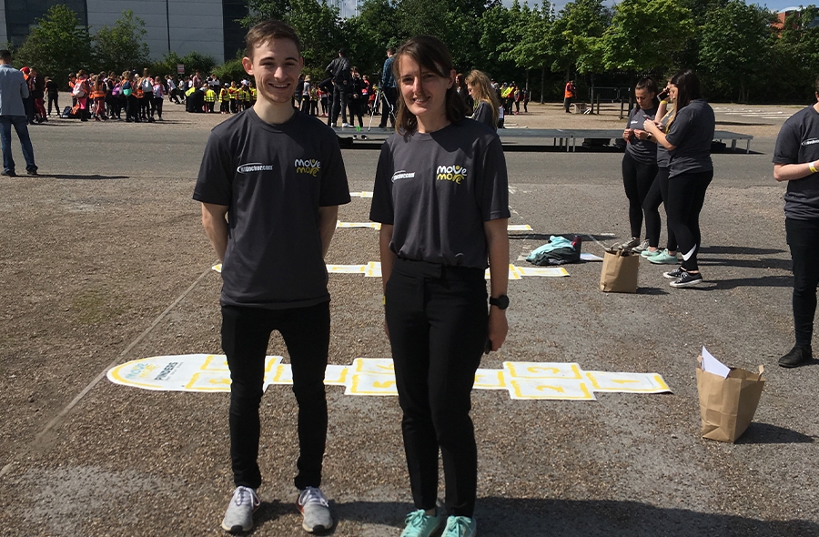 Bradley and Melissa ready to get started at the hopscotch World Record attempt