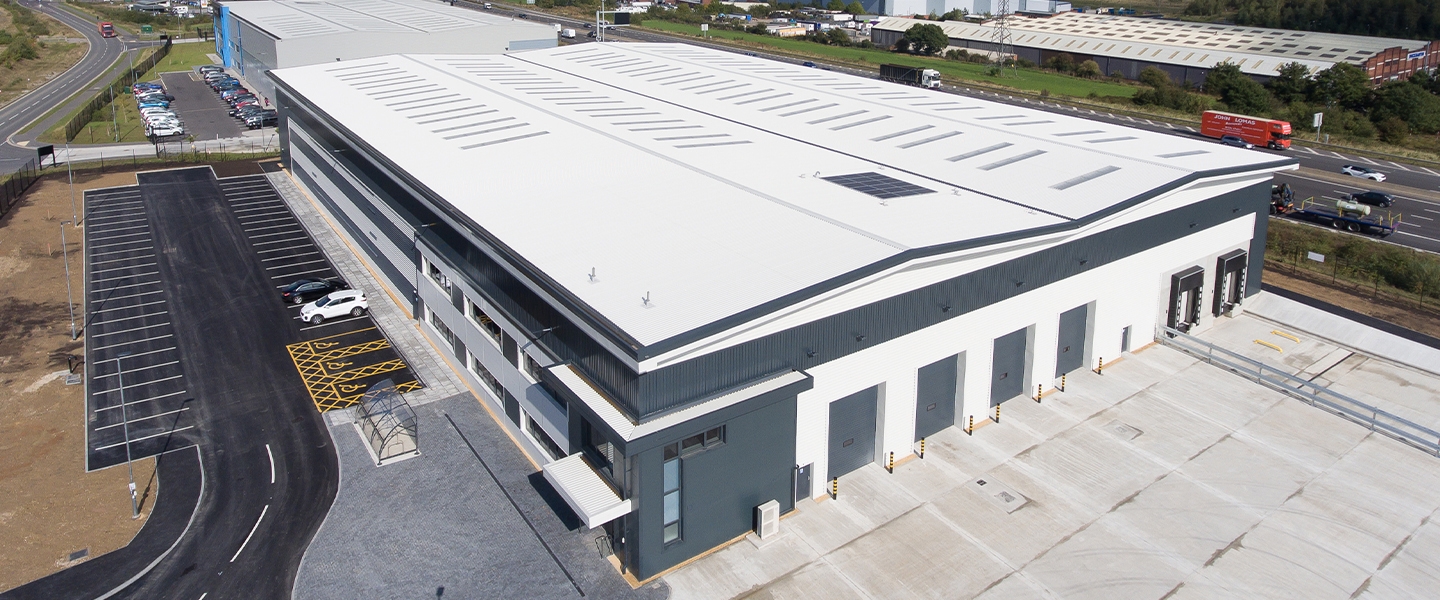 An aerial view of the new 55,000 sq. ft warehouse